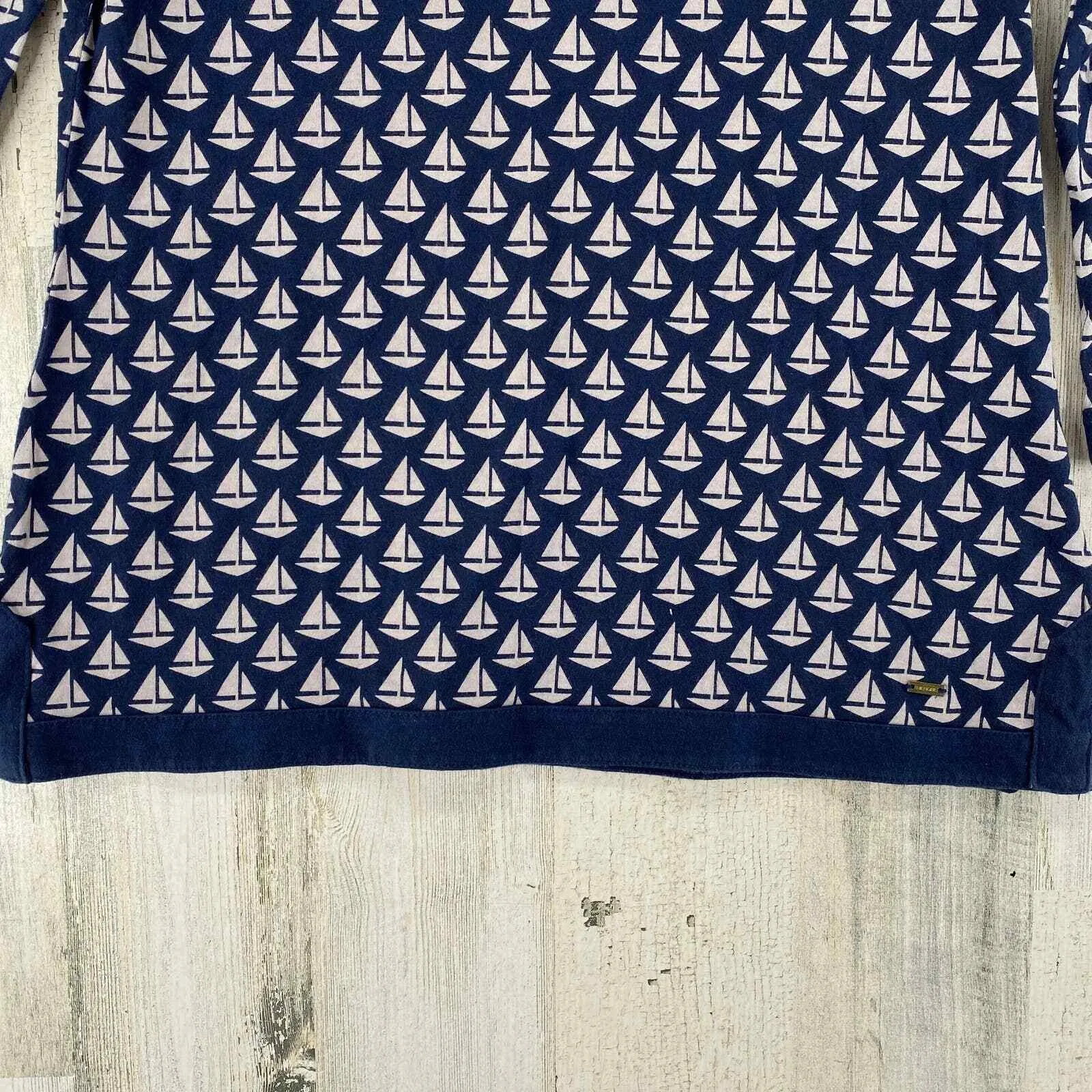 Tommy Hilfiger Shirt Womens Small Blue Tan Nautical Sail Boat Neck Cotton Modal - Image 4