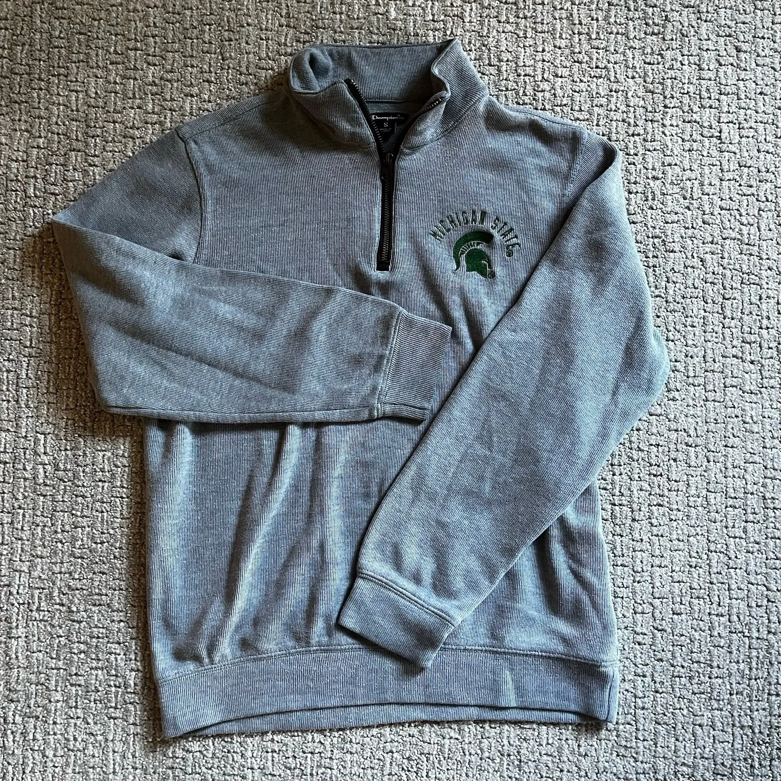 Champion Michigan State Spartans Men Small Gray 1/4 Zip Pullover Sweatshirt NCAA - Image 8