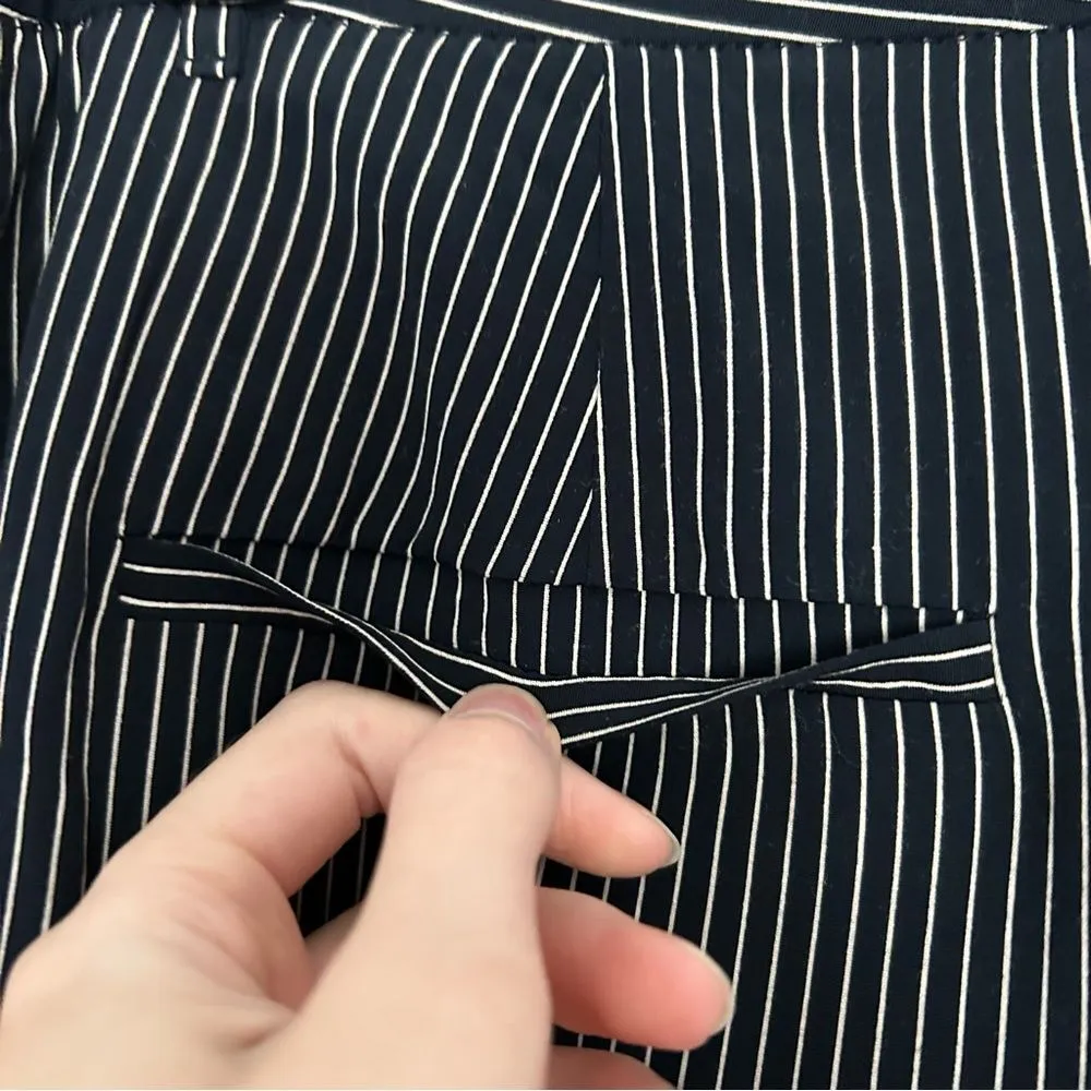 MM Lafleur Mejia Striped Navy White Tapered Ankle Dress Trousers Size 4 Office - Image 10