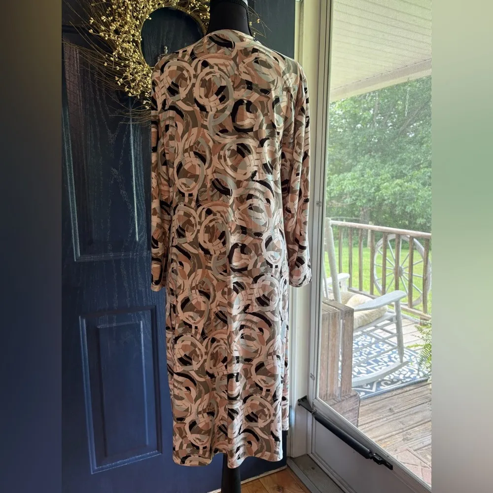 Kasper Dress Womens Large Blue Moc Wrap V-Neck  Seaglass Gold Waist size XL - Image 6