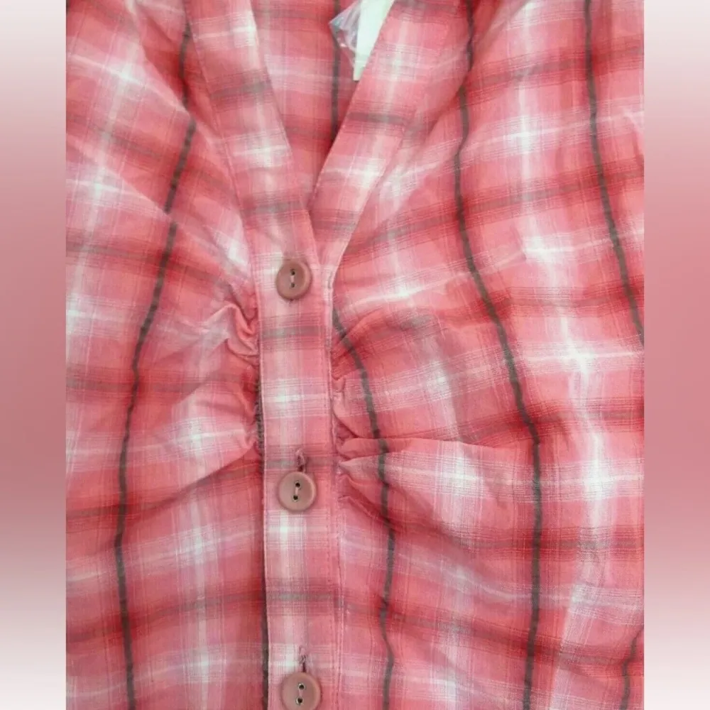 Maurices Size 11/12 Red Pink Plaid Shirt Dress Button Front Shirtdress NWT 11 12 - Image 5