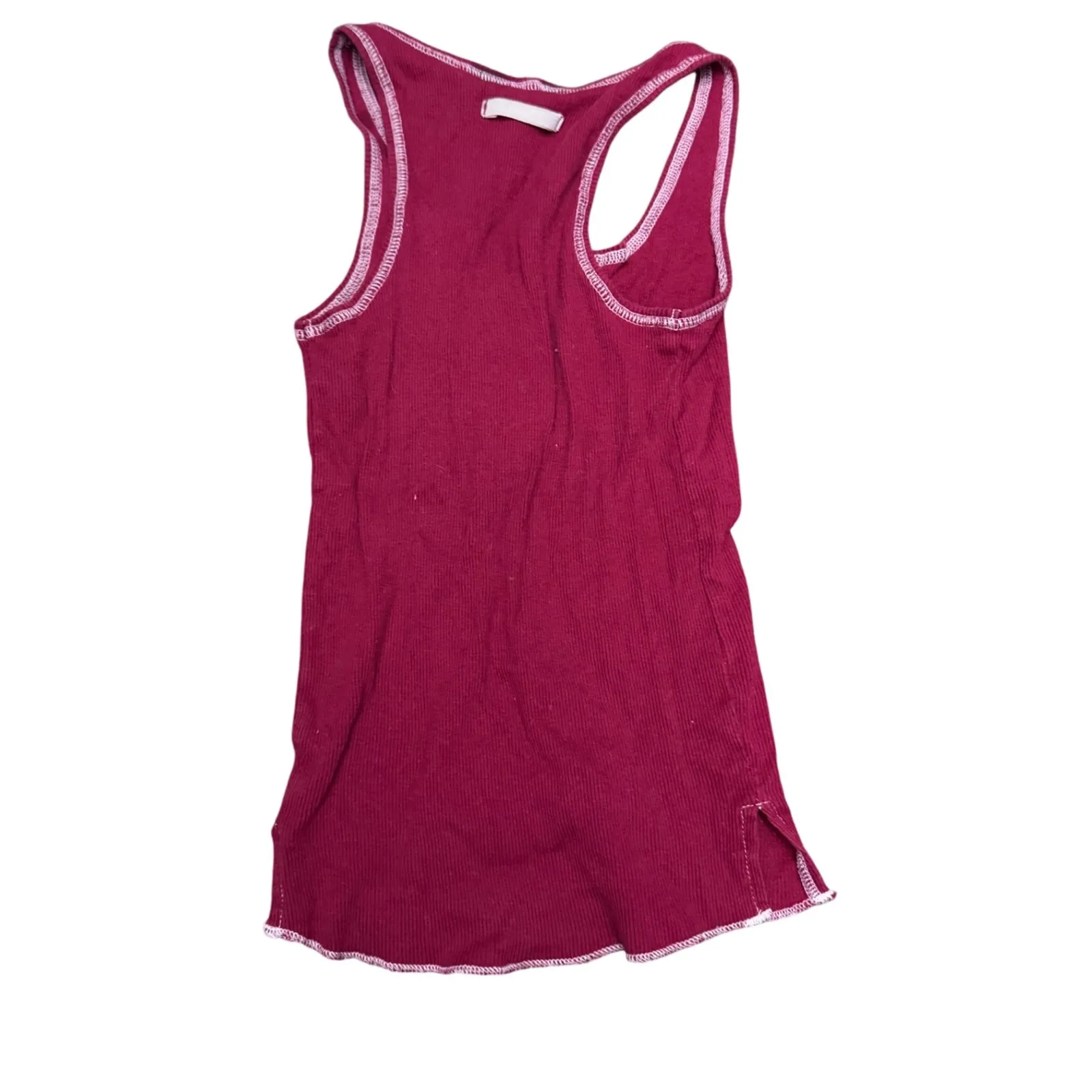 Vintage Y2K Abercrombie & Fitch 92 Ribbed Henley Tank Top Red Women's Medium - Image 2