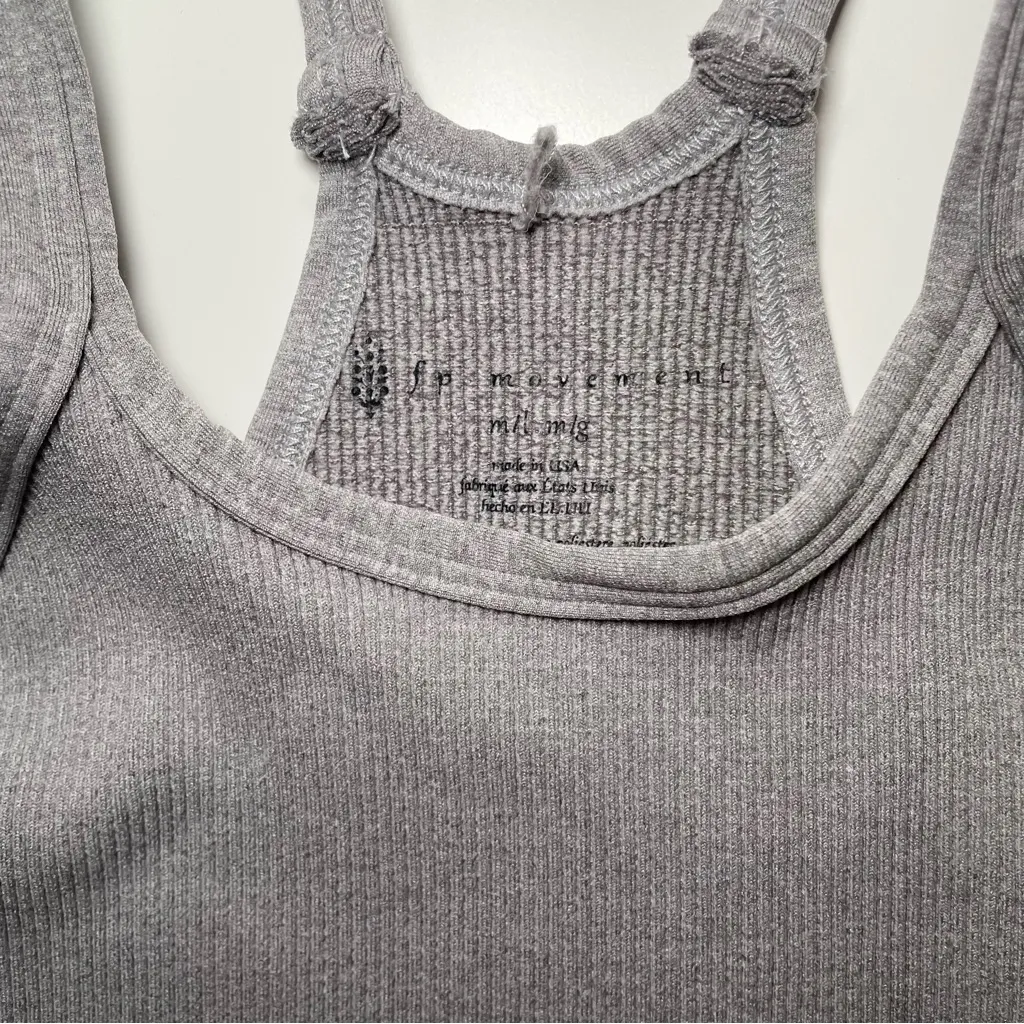 FP Movement by Free People Light Gray Ribbed Tank Size M - Image 2