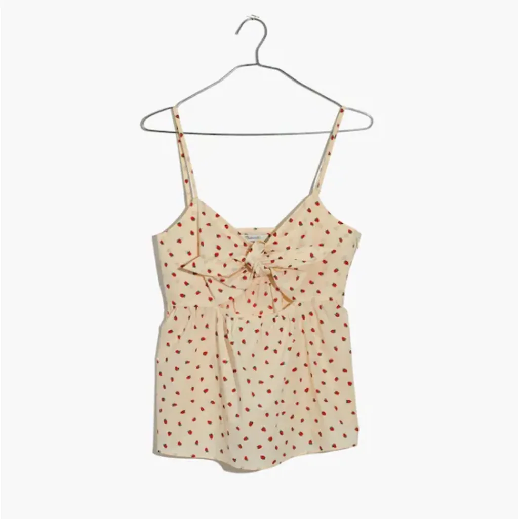 Madewell Tie-Front Keyhole Cami Top in Fresh Strawberries - Image 5