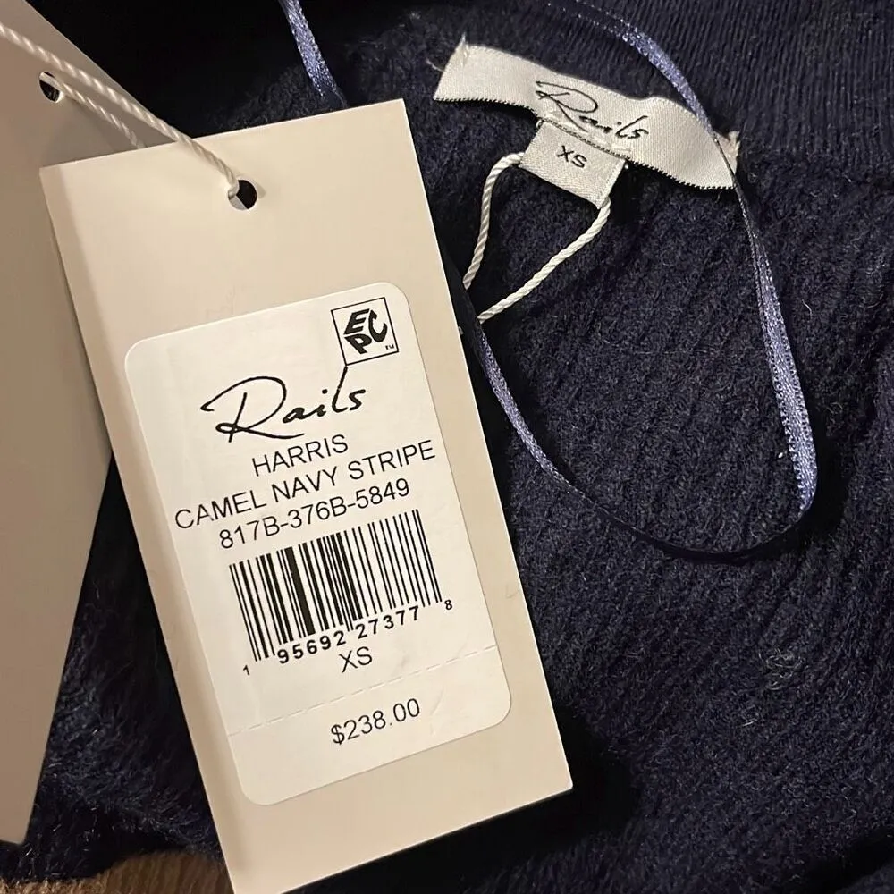 Rails Harris Sweater Camel Navy Stripe Size‎ XS NWT - Image 5