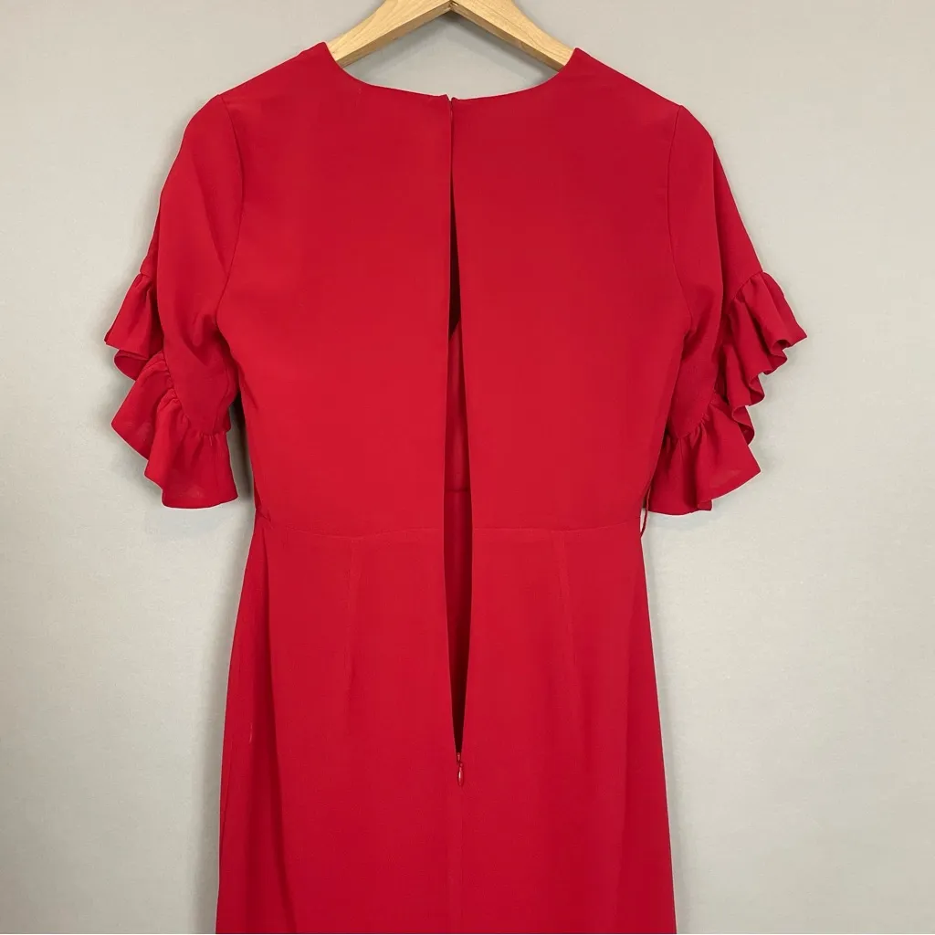 Privacy Please Revolve Dress Red Lobster Maxi XS Ruffle Sleeve Gown‎ NO BELT - Image 14