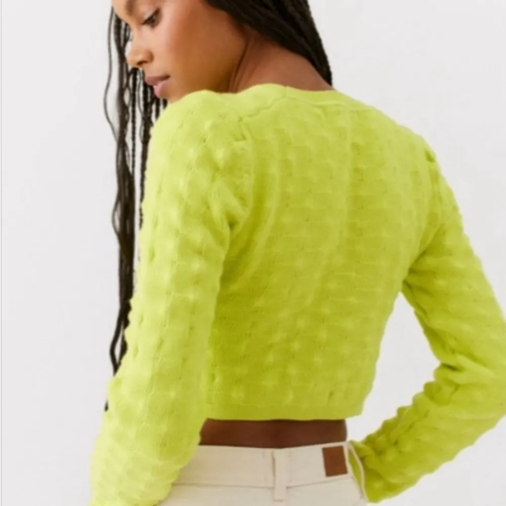 Urban Outfitters | Hayden Textured Crew Cropped Chunky Sweater Lime Size L NWT - Image 11