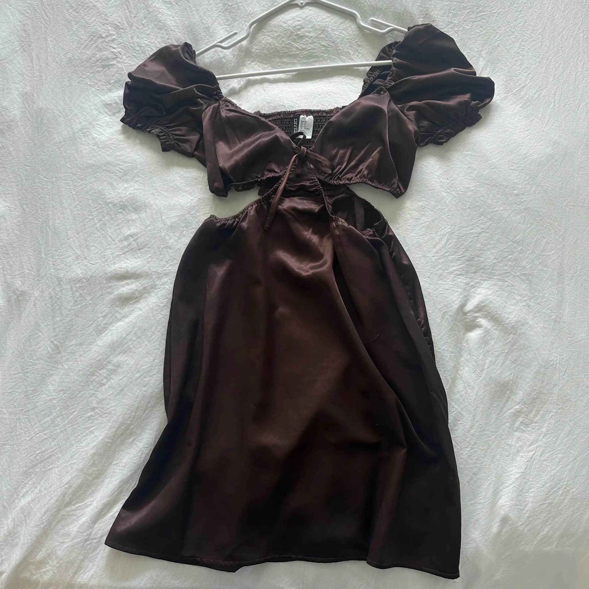 cut out brown satin dress  - Image 3