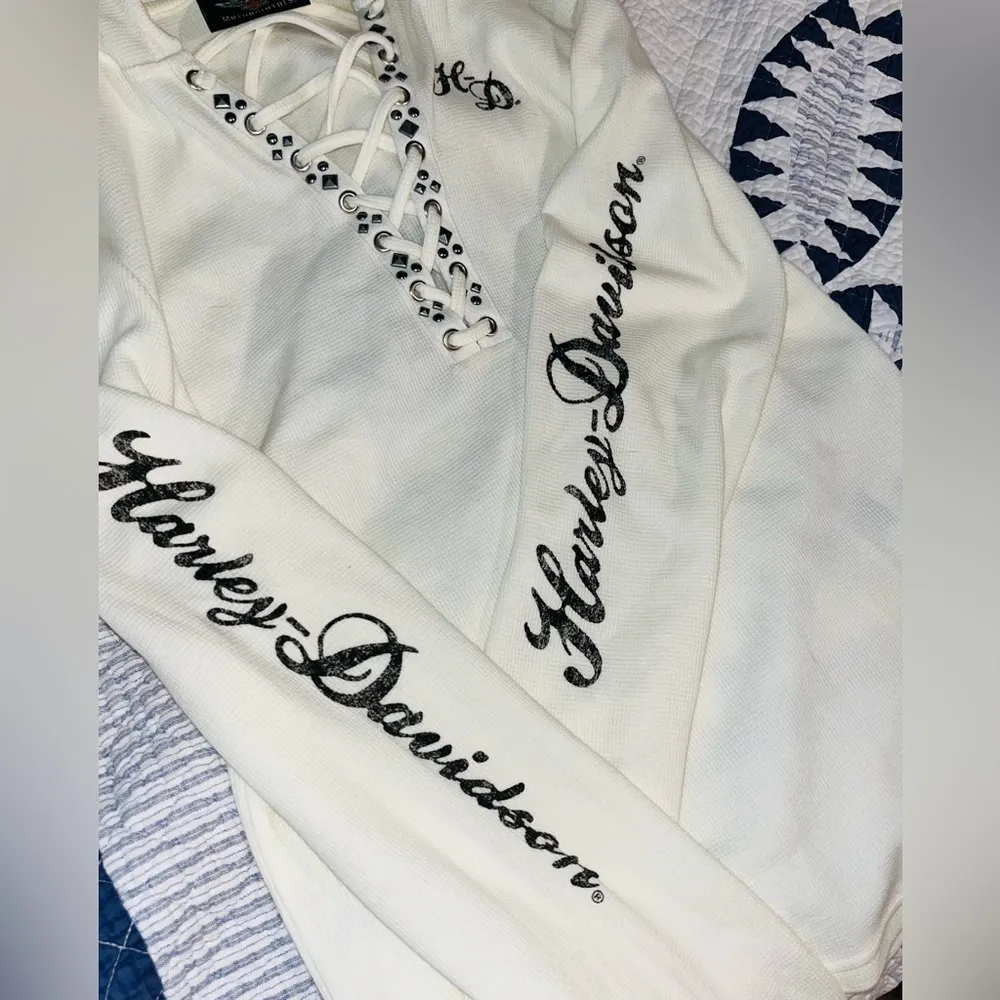 HARLEY-DAVIDSON Hooded Thermal Top sz M - Image 4