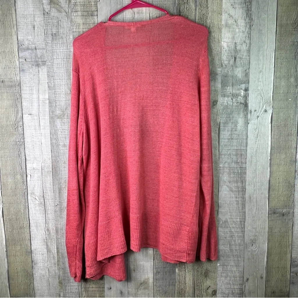 Eileen Fisher 1X 100% Linen Long Sleeve OpenFront Lightweight Cardigan w/Pockets - Image 2