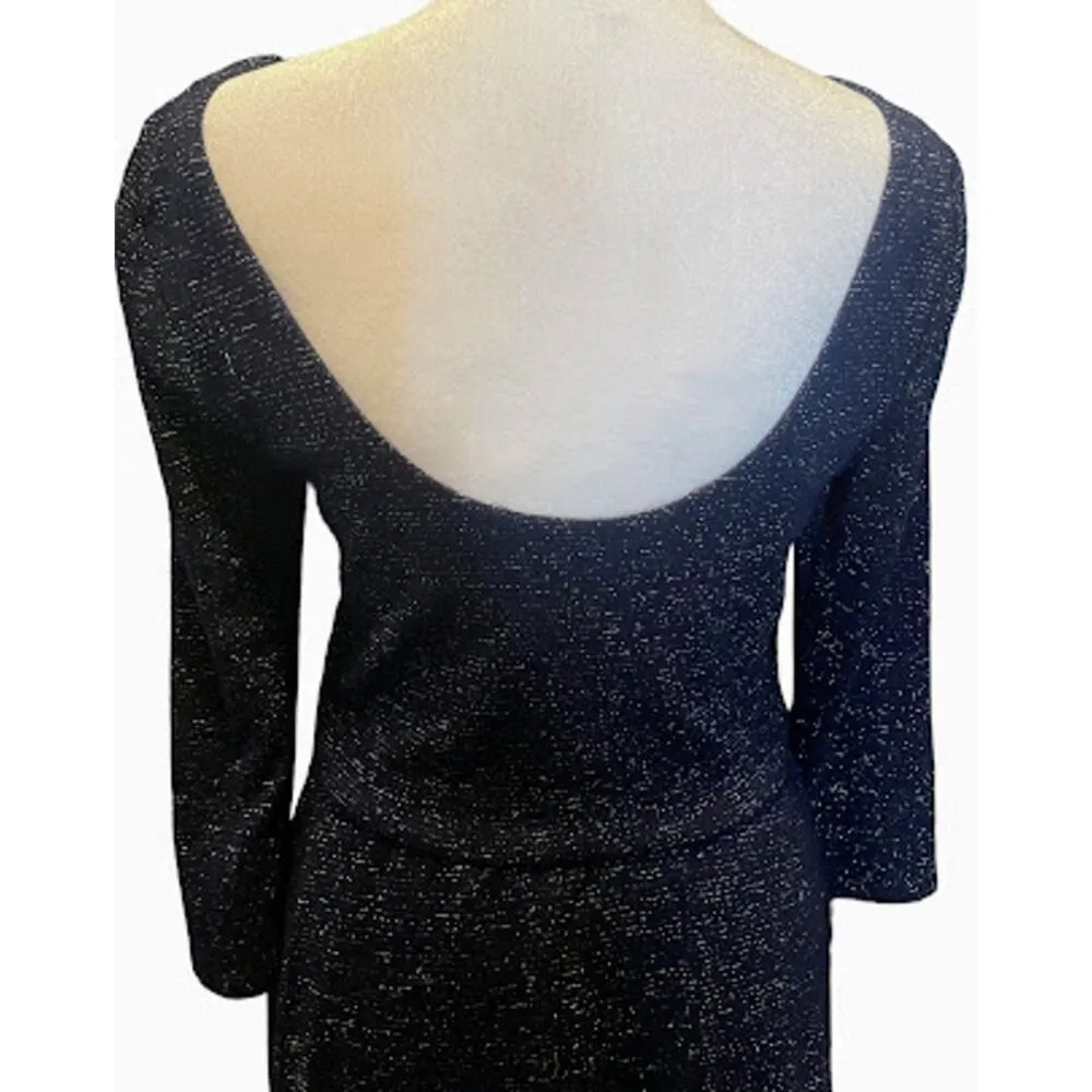 As U Wish Navy Scoop Back Skater Dress with Sparkle Thread Size Medium - Image 4