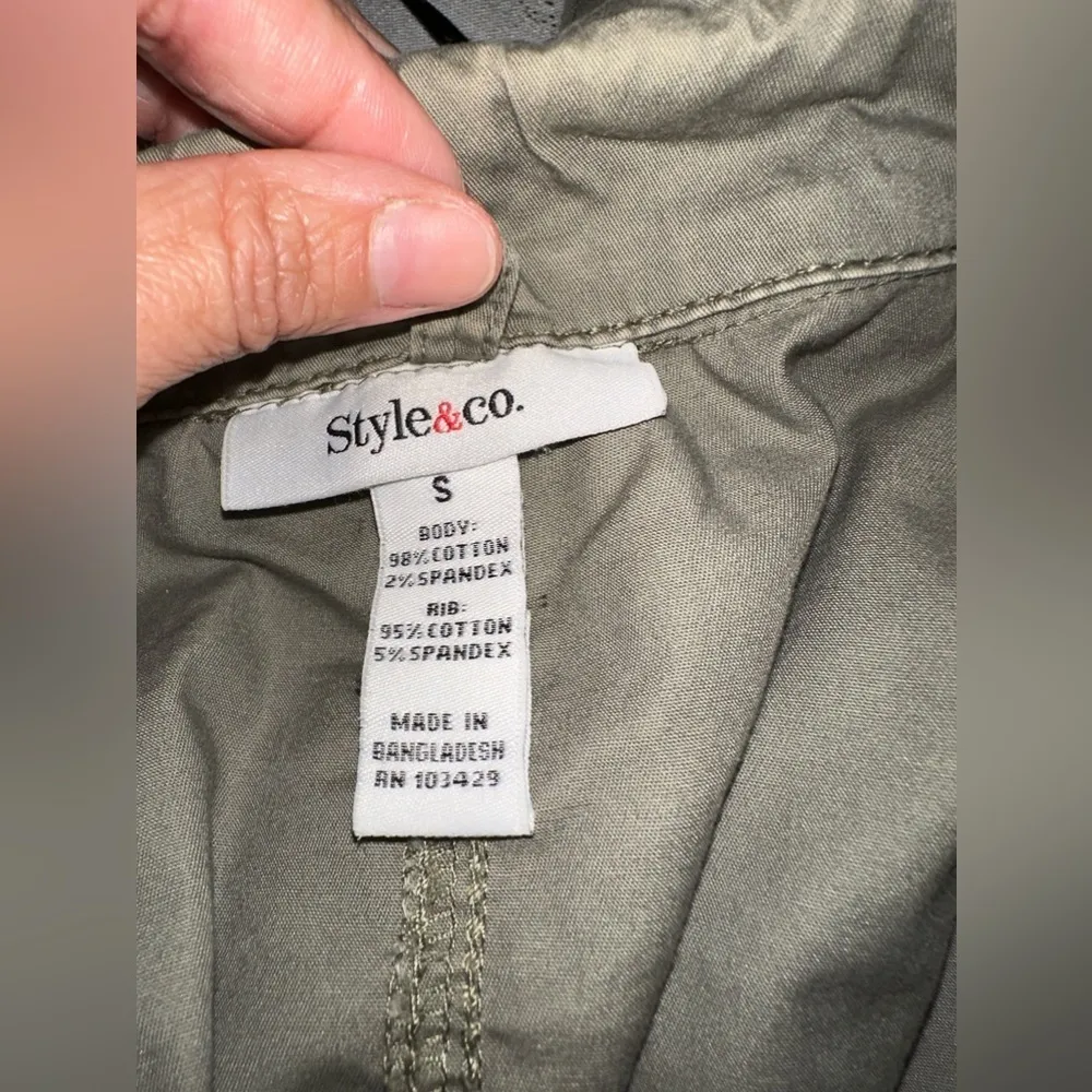 EUC Style&Co Women's Outerwear Army Jacket Cotton Olive Green Zip-UP Sz Small - Image 6