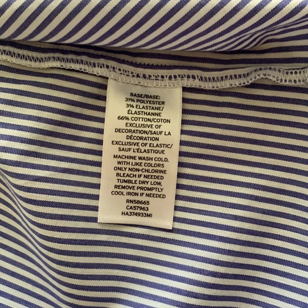 HALOGEN Pinstripe Embroidered Blouse Size: M - Image 6