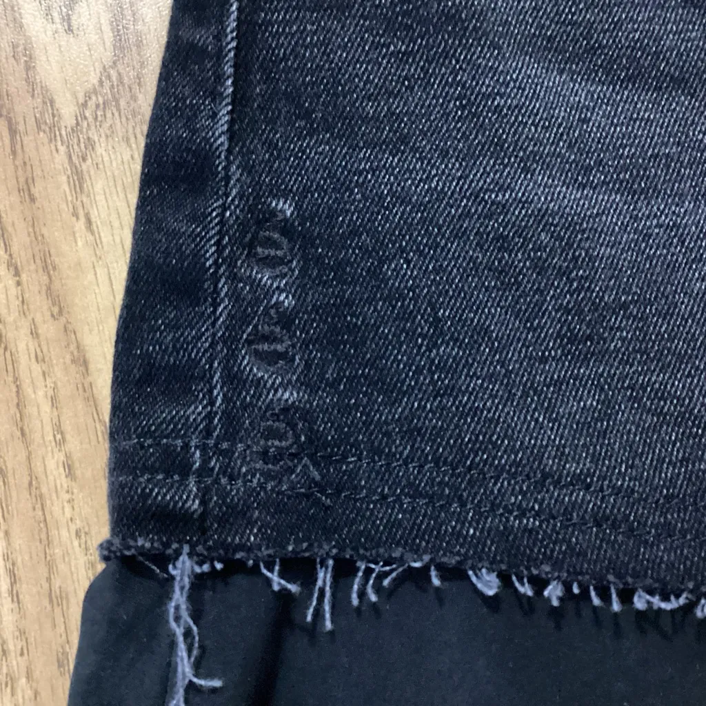 Etica Asymmetrical Denim Mix Media Skirt Size 26 Black - Image 12