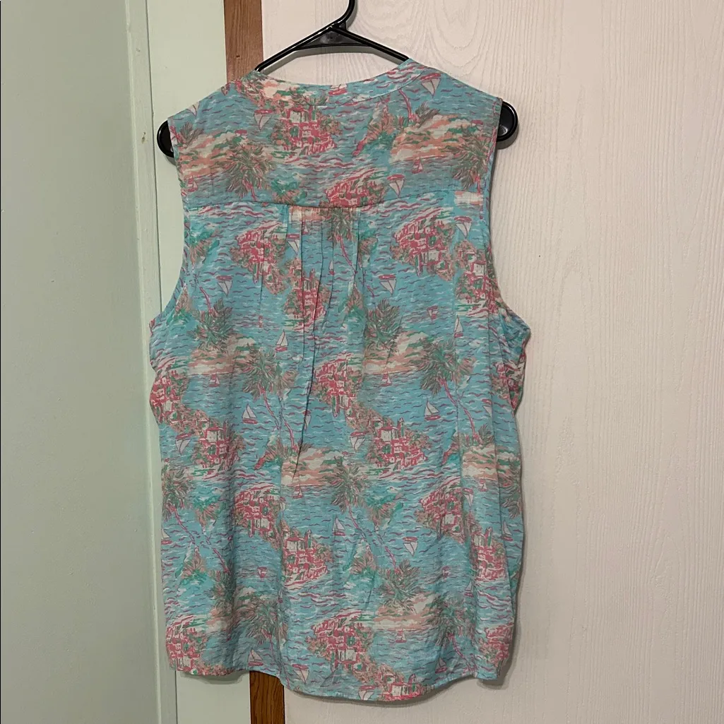 Kim Rogers Pink & Blue Sleeveless Top Size Large - Image 2