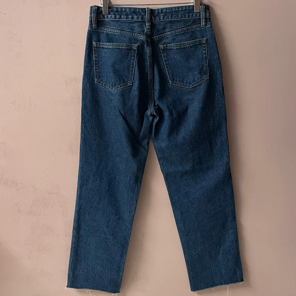 J. Galt PacSun Medium-Dark Wash Blue Hi Rise Straight Leg Raw Hem Jeans Sz L EUC - Image 14