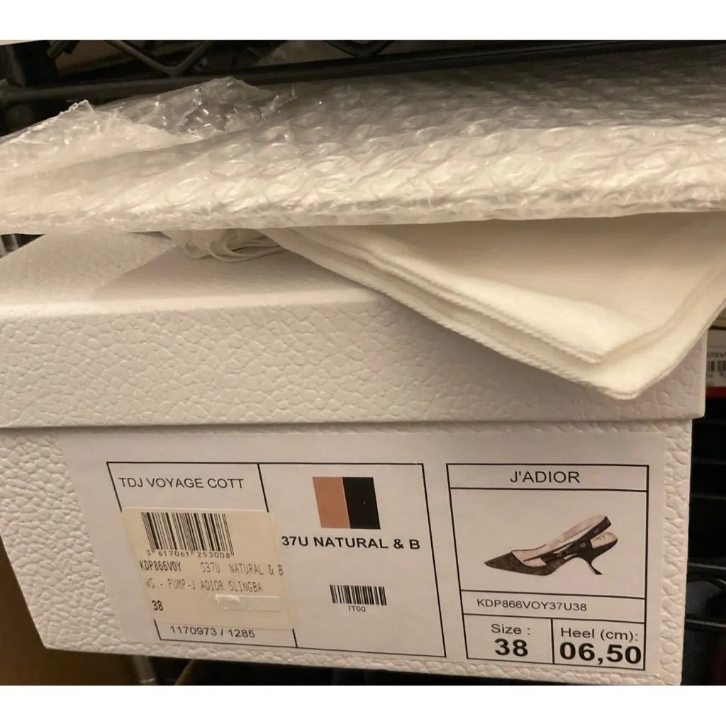 NWT Christian Dior J'ADIOR Slingback Pumps heels beige black Toile De Joey38US7. - Image 7