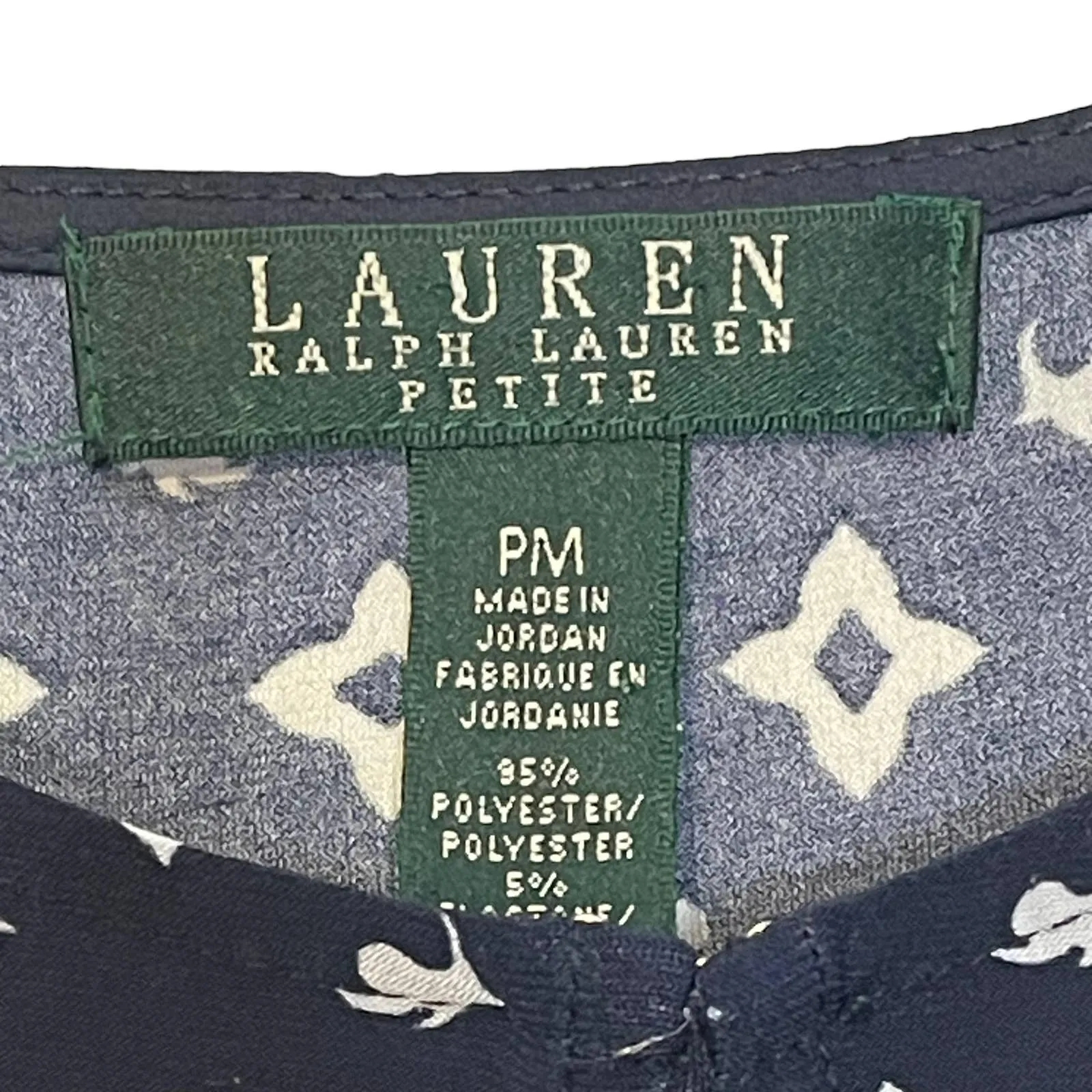 Lauren Ralph Lauren Petite Geo Keyhole Top 3/4 Sleeve Side Slit Hem Women Medium - Image 6