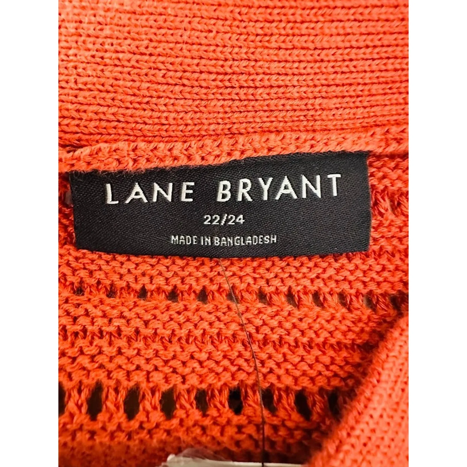Lane Bryant Plus Size 22/24 Cardigan Open Knit Duster Sweater Gold Button Orange - Image 6