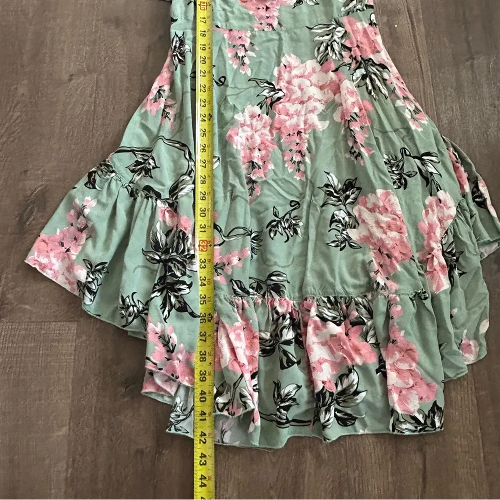 Abel the Label Green Floral Sleeveless Ruffle Tiered Midi Dress M - Image 8