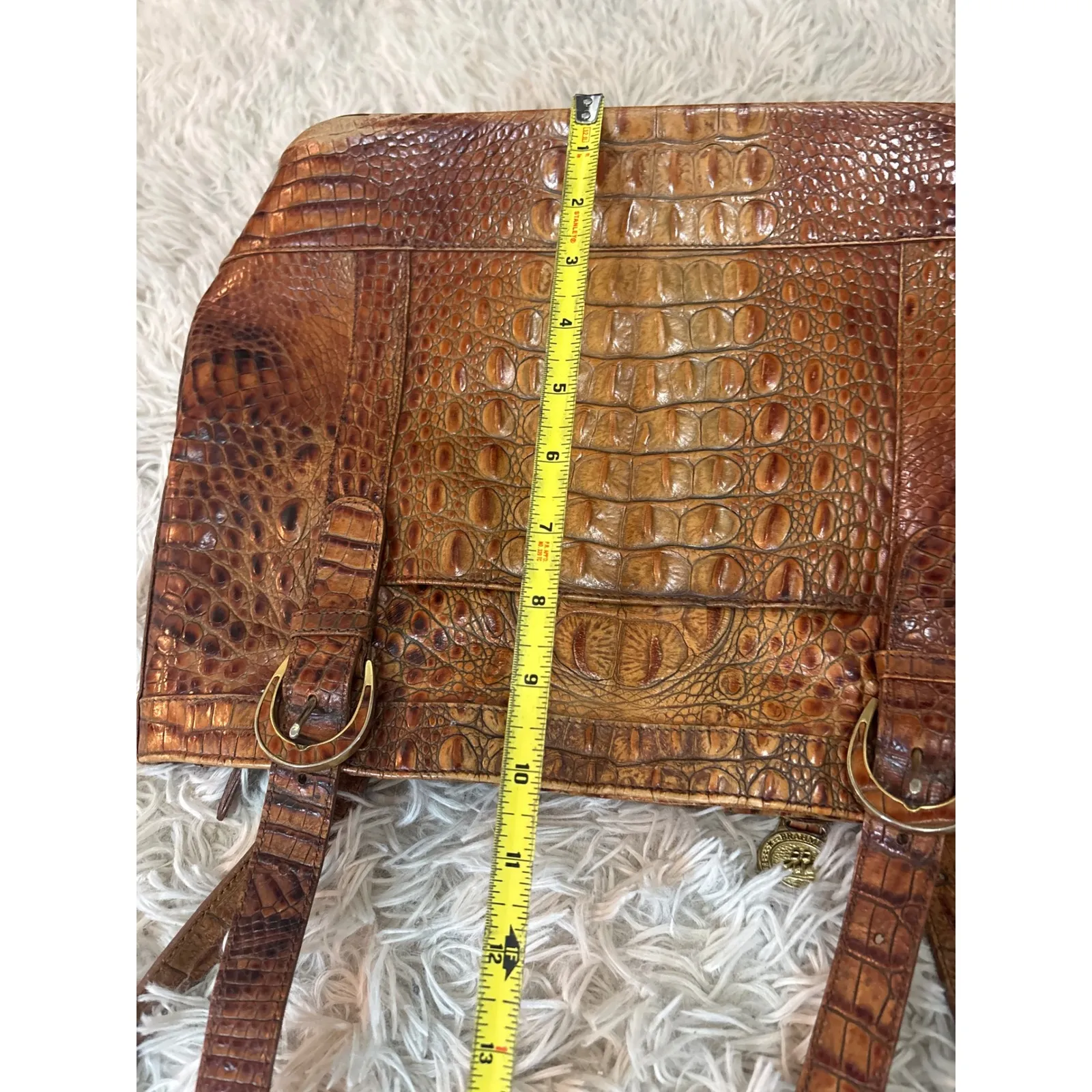 Vintage Brahmin Toasted Almond Collection Alligator Embossed Leather Purse Tote - Image 15
