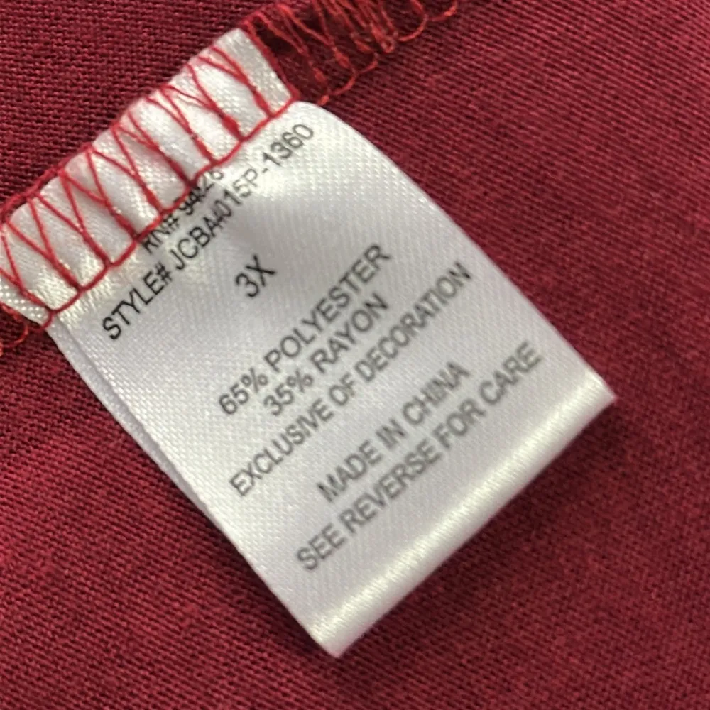 Janet Chung Burgundy Floral Sleeveless Keyhole Lace Detail Empire Waist Top 3X Red Size XL - Image 7