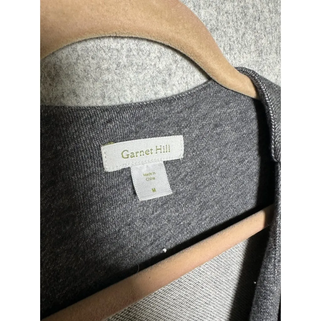 Garnett Hill Medium Womens Cardigan Gray Short Sleeve Pockets Open Casual Chore - Image 4
