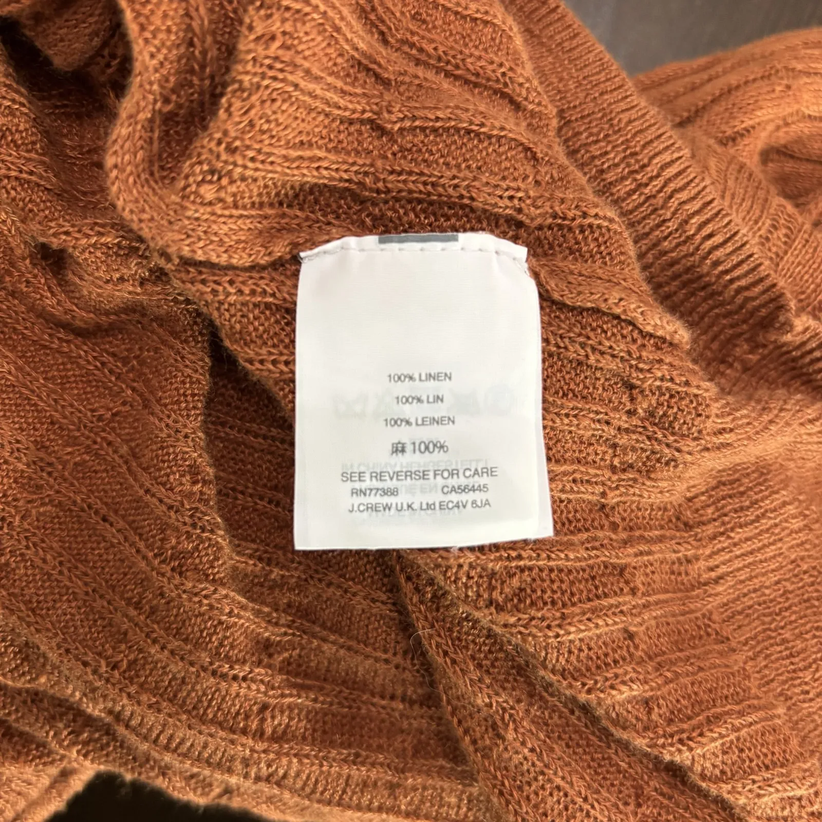 J Crew Sweater Womens XL Brown Cable Knit Linen Boatneck Long Sleeve Lightweight - Image 9