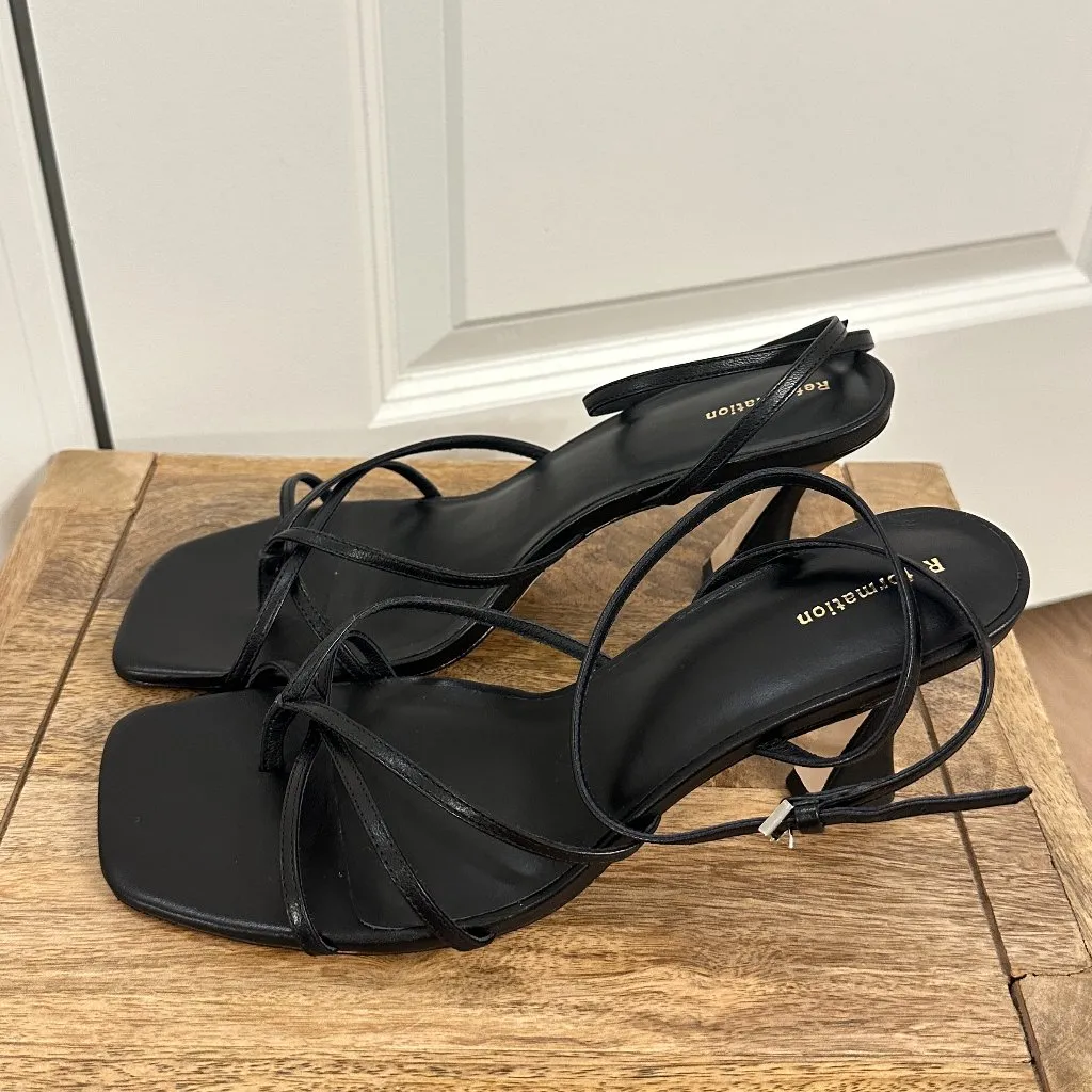 REFORMATION Gen Heeled Sandal in Black Snake Suede Size US 9.5 - Image 8