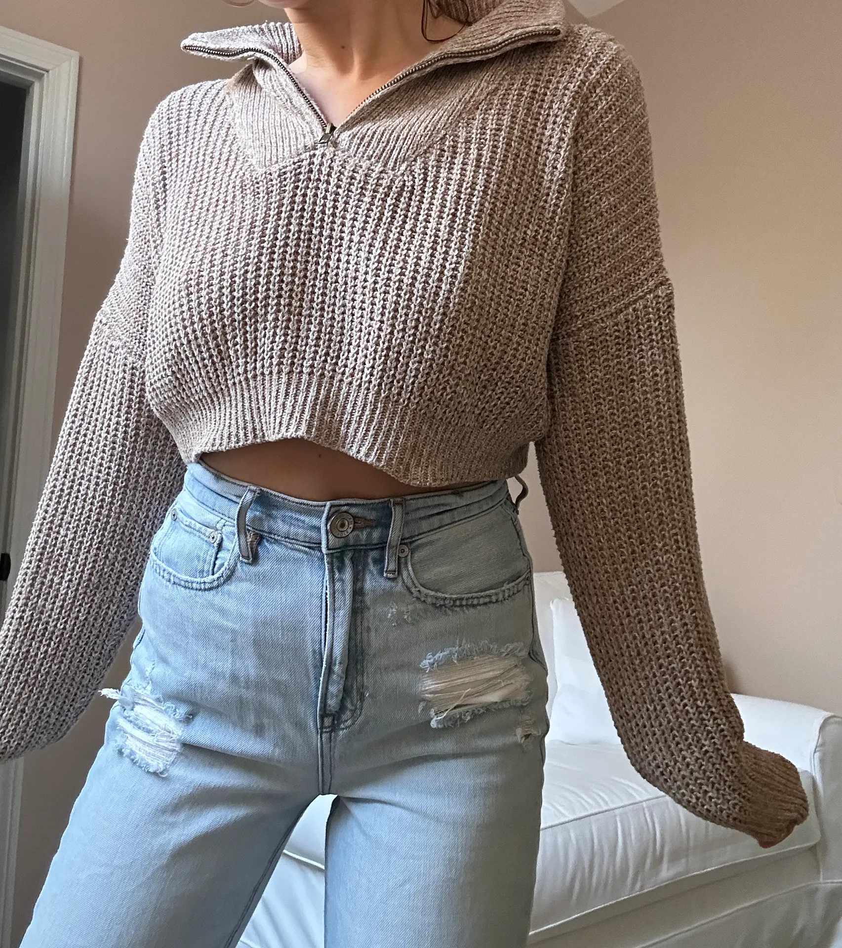 Beige Crop Sweater  - Image 6