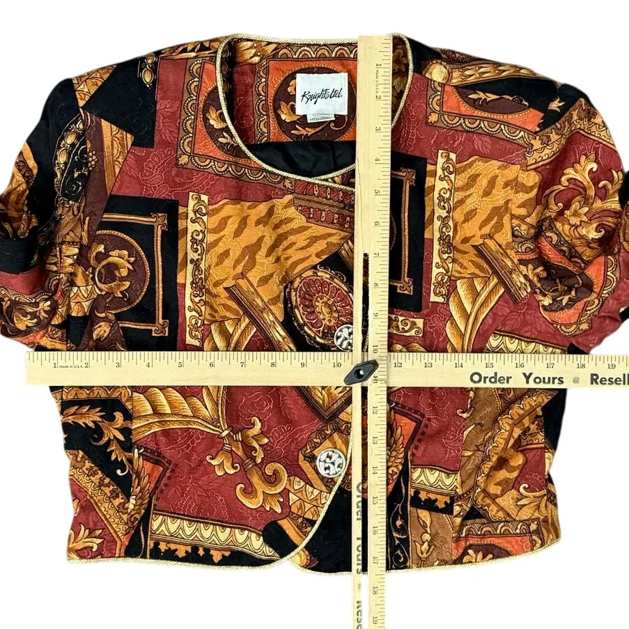 Vintage 80s Orange Rust Cropped Blazer Structured Jacket Shoulder Pads Size M Size M - Image 10