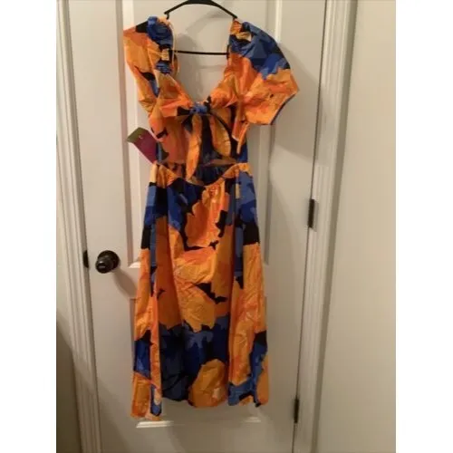 Tabitha Brown Women's Floral Print Bow Puff Sleeve Tie Dress Size 2 - Image 7