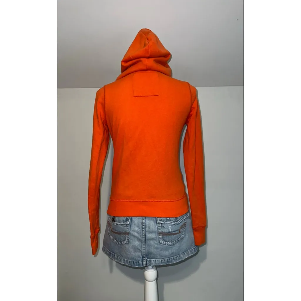 Women's Hollister Orange Blue Full-Zip Hoodie SMALL Y2K 2000s - Image 4