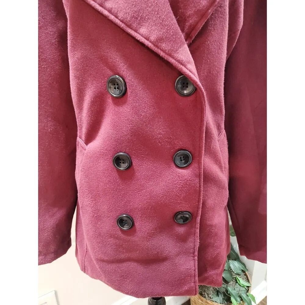 Me Jane Women Maroon Polyester Double Breasted Long Sleeve Buttons Front Coat 3X - Image 4