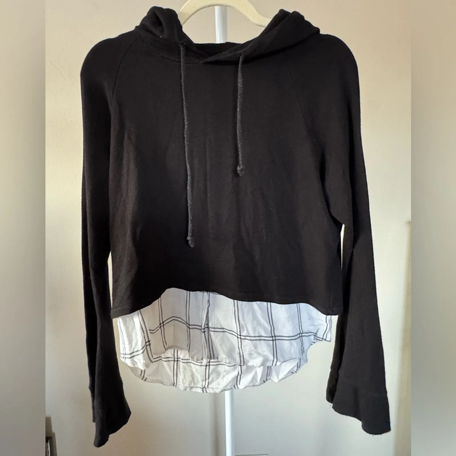 Generation Love Plaid Layered Black Hoodie - S Grunge WhimsiGoth - Image 2