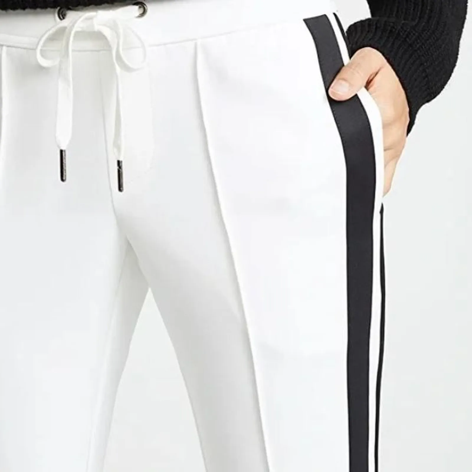 Pam & Gela Exposed Seam Striped Ankle Track Pants White Women's Size P/US 0–2 - Image 5