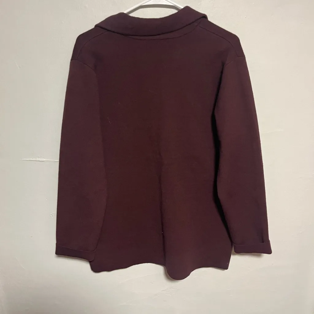 Ann Taylor  Deep Burgundy Knit Jacket - Image 4