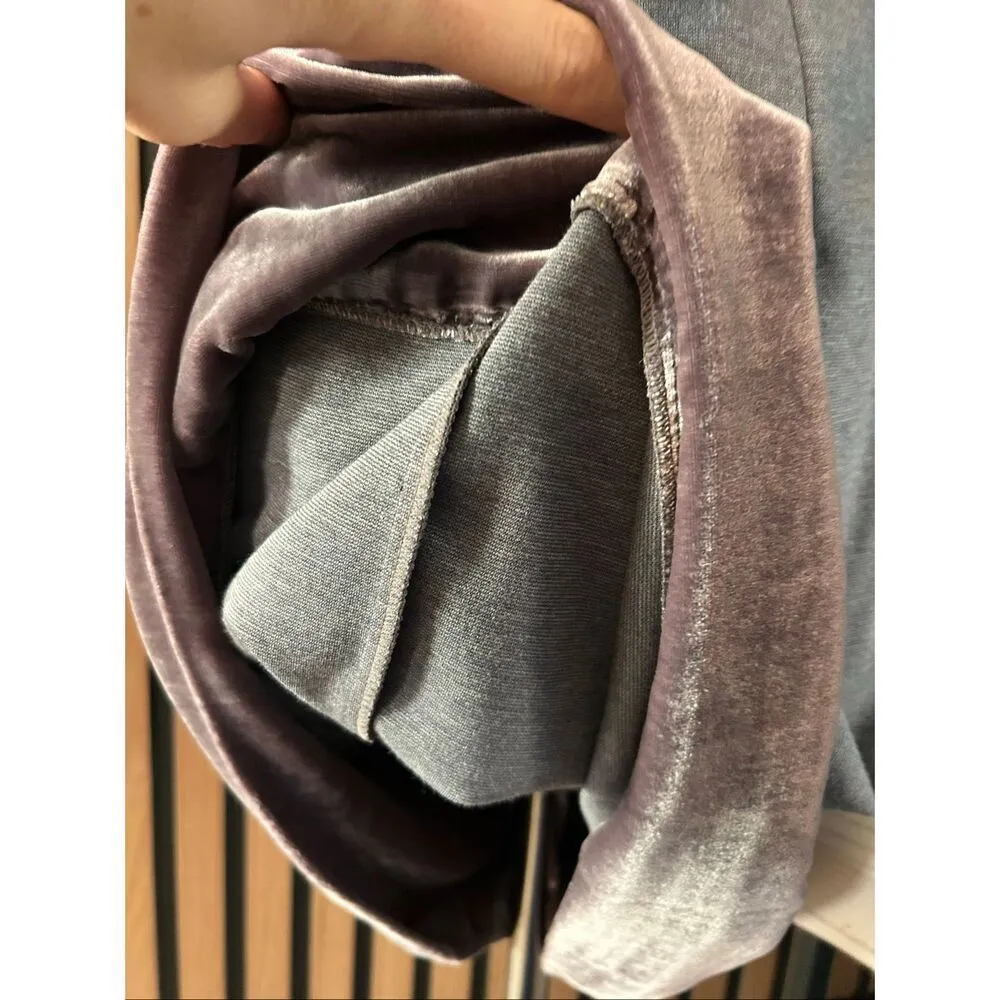 BCBGMaxAzria V-Neck Knit Dress w. Velvet Trim. Heather Grey Size 6 $200 NWT y2k - Image 6