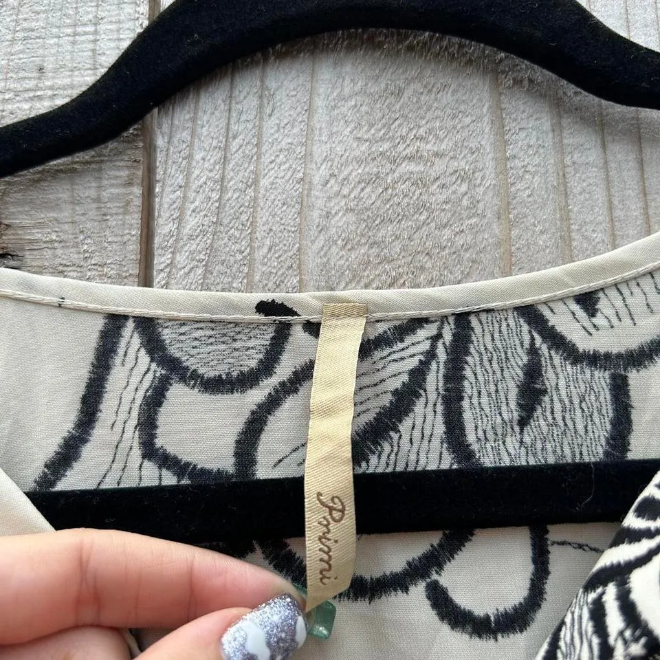 Cream & black‎ floral lace top by prini size large - Image 4