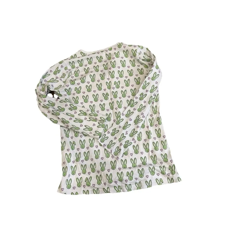 Roller Rabbit Green Love Bunny Henley Pants Pajamas XXs Preppy Teen - Image 7