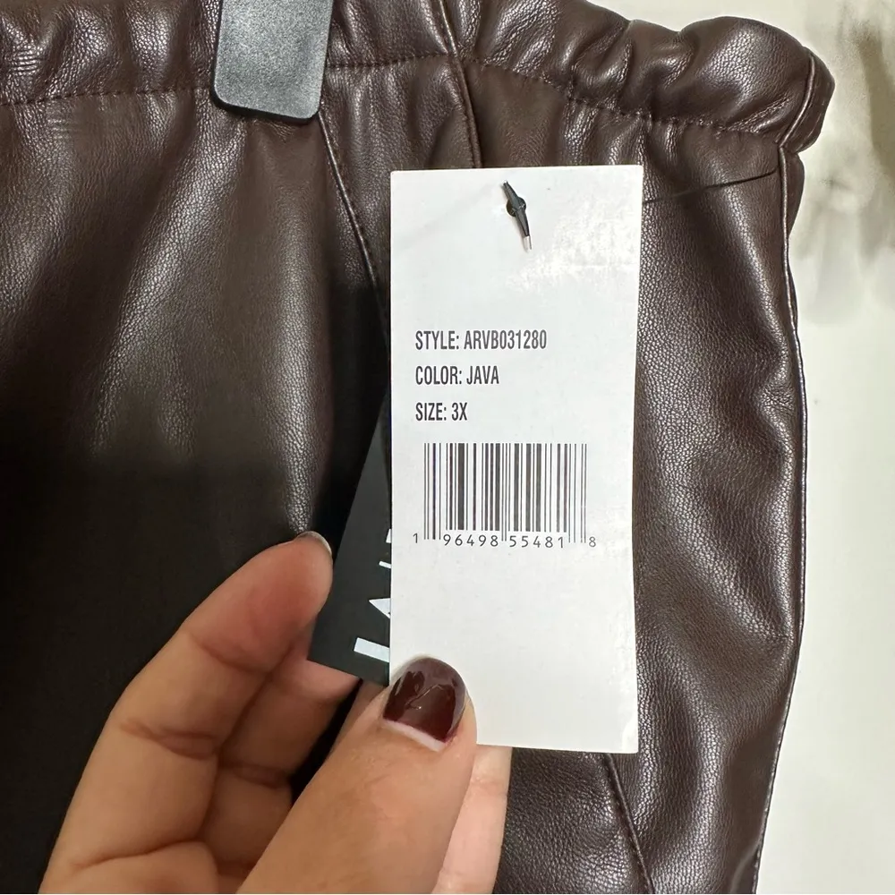 NWT AFRM Frankie Brown Leather Parachute Pants Size 3X - Image 6