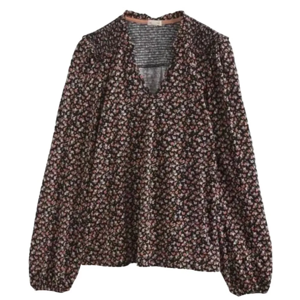 Mason & Belle SMALL Lilou Smock Neck Knit Top - Stitch Fix Ruffle Floral Blouse - Image 6