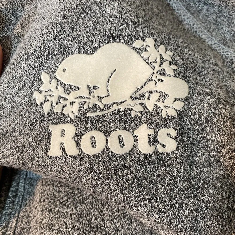 Roots  Canada Sweatshirt Zip Jacket Small Hood Gray Pocket Drawstring - Image 5