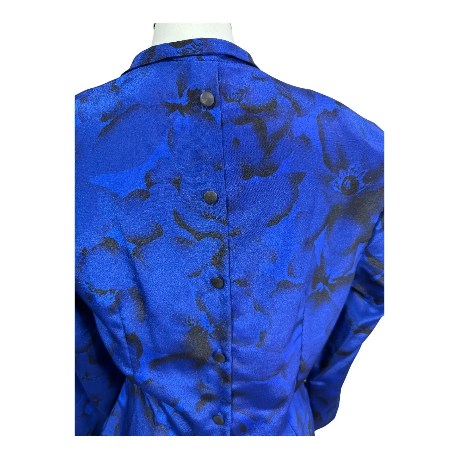 Jaclyn Smith Vintage Drape Blouse Whimsigoth Floral Satin Back Button 80s Sz 10 - Image 4