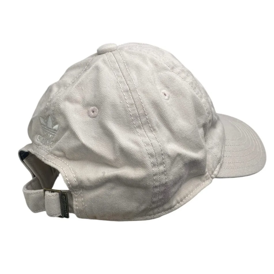 Adidas Unisex Cream White Trefoil Logo Adjustable Strapback Baseball Cap Hat OS - Image 2