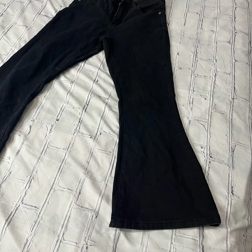 STAG Black Flare Jeans Women’s Size 7 Low Rise Stretch Y2K Retro Bootcut Pants - Image 3