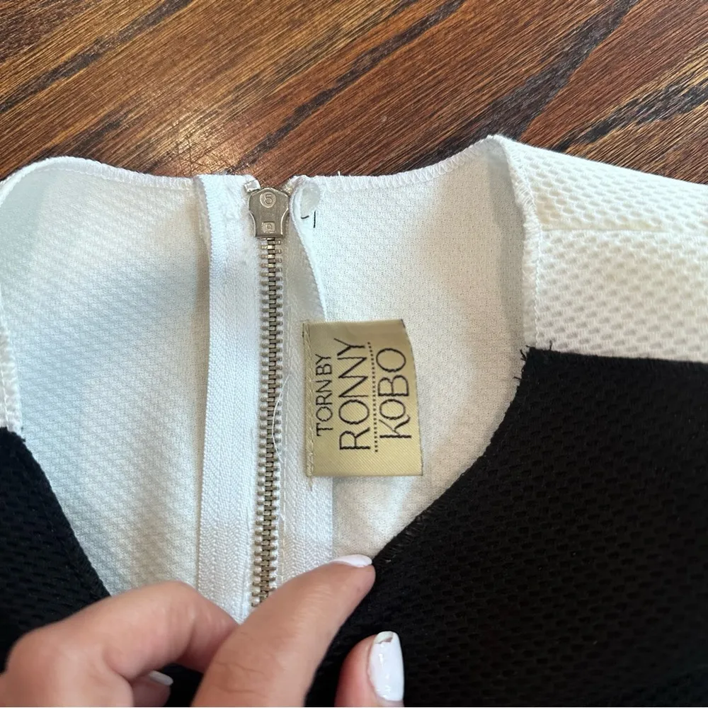 TORN x Ronny Kobo Black & White Zip Up Crop Top and Skirt Set size Medium - Image 13