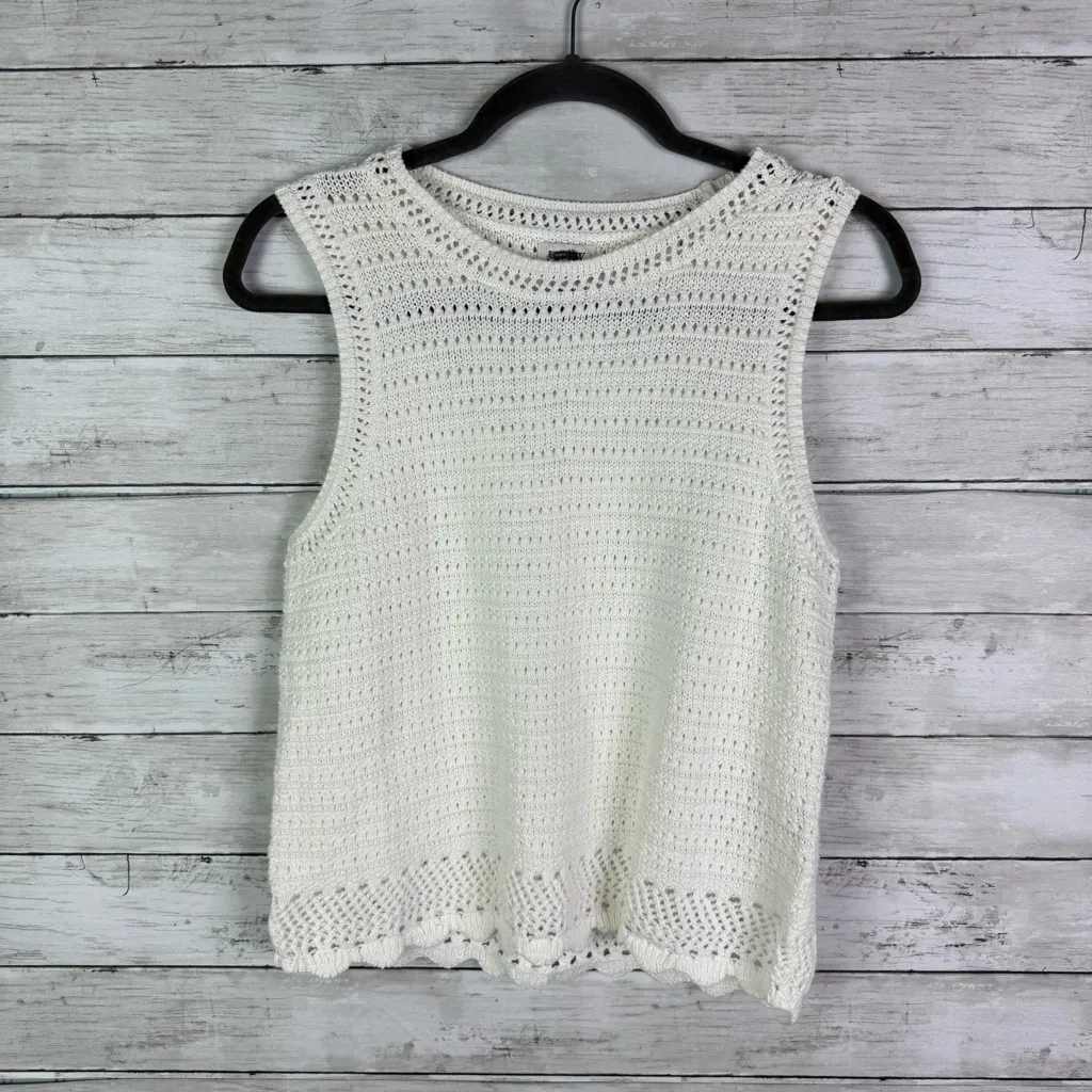 J Crew Crochet Sweater Tank White Size Medium - Image 2