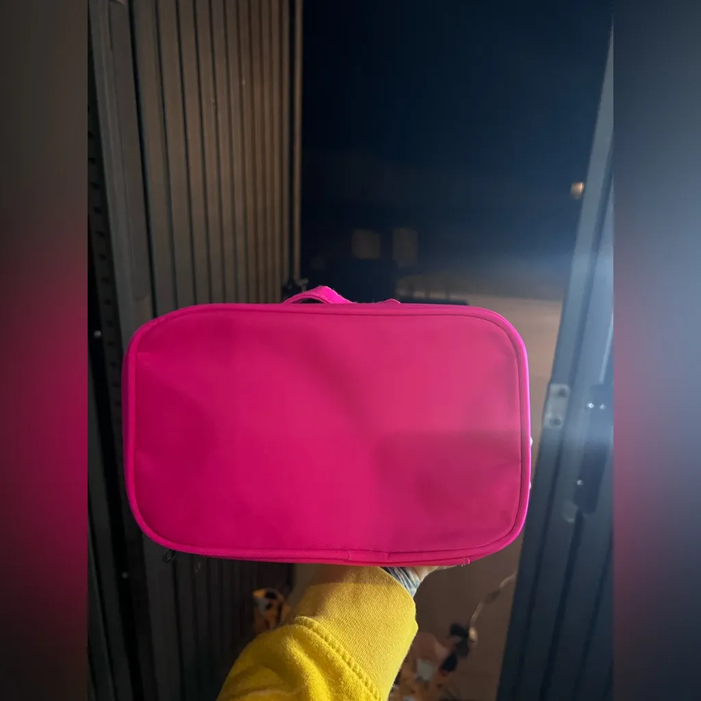 Hot Pink Sequin “LOVE” Makeup Bag – Travel Cosmetic Case - Image 4