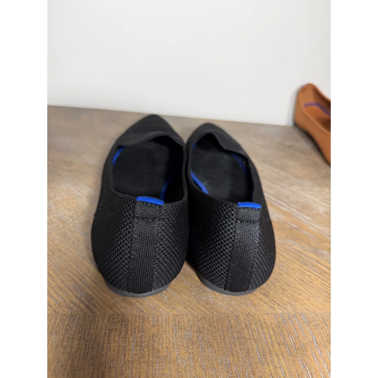 Black Knit Pointed Toe Flats knit Women's Size 7 Comfortable‎ Slip On Shoes - Image 5